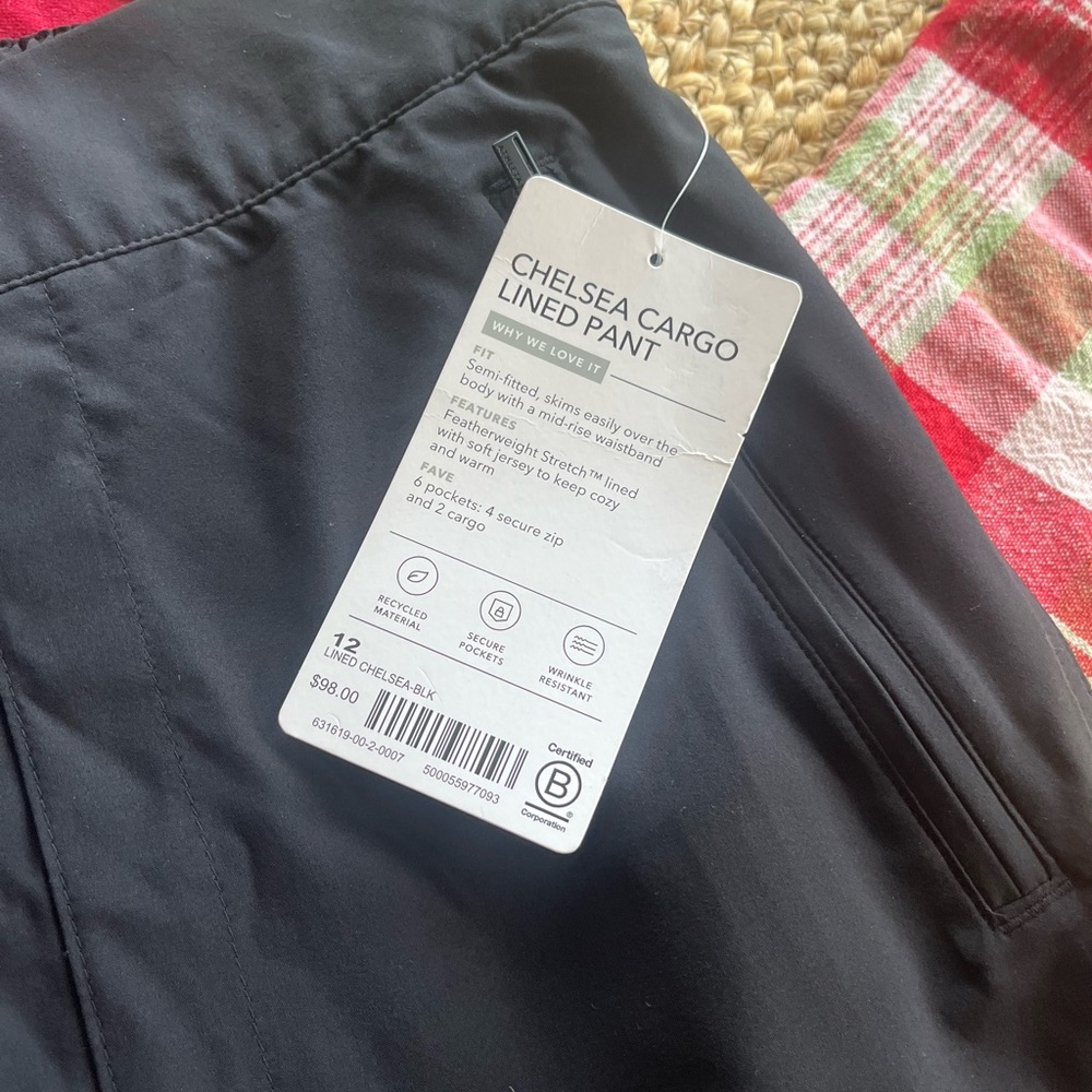 Athleta Chelsea cargo lined pants 12 NWT